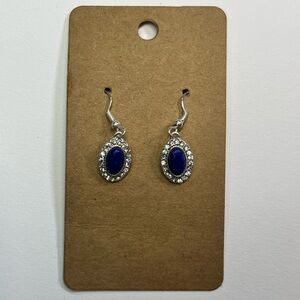 blue and silver oval fishhook earrings!